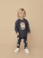 Kız Çocuk Pamuklu Lacivert Sincap Baskılı Sweatshirt ve Tayt Takım 1