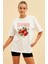 Strawberry Ön Baskılı Oversize T-Shirt Erkek Kadın Pamuk Bisiklet Yaka Tişort 2