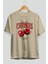 Cherry Cherries Ön Baskılı Oversize T-Shirt Erkek Kadın Pamuk Bisiklet Yaka Tişort 2