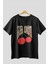 Mon Cherry Cherries Ön Baskılı Oversize T-Shirt Erkek Kadın Pamuk Bisiklet Yaka Tişort 1