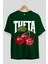 Theta Cherry Cherries Ön Baskılı Oversize T-Shirt Erkek Kadın Pamuk Bisiklet Yaka Tişort 1