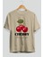 Cherry Cherries 12 Ön Baskılı Oversize T-Shirt Erkek Kadın Pamuk Bisiklet Yaka Tişort 2