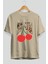 Mon Cherry Cherries Ön Baskılı Oversize T-Shirt Erkek Kadın Pamuk Bisiklet Yaka Tişort 2