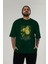 Lemon Ön Baskılı Yeşil Oversize T-Shirt Erkek Kadın Pamuk Bisiklet Yaka Tişort 5