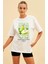Pear Ön Baskılı Beyaz Oversize T-Shirt Erkek Kadın Pamuk Bisiklet Yaka Tişort 2