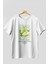 Pear Ön Baskılı Beyaz Oversize T-Shirt Erkek Kadın Pamuk Bisiklet Yaka Tişort 3