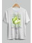 Pear Ön Baskılı Beyaz Oversize T-Shirt Erkek Kadın Pamuk Bisiklet Yaka Tişort 6