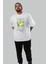 Pear Ön Baskılı Beyaz Oversize T-Shirt Erkek Kadın Pamuk Bisiklet Yaka Tişort 8