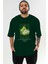 Pear Ön Baskılı Yeşil Oversize T-Shirt Erkek Kadın Pamuk Bisiklet Yaka Tişort 1