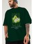 Pear Ön Baskılı Yeşil Oversize T-Shirt Erkek Kadın Pamuk Bisiklet Yaka Tişort 3