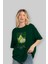 Pear Ön Baskılı Yeşil Oversize T-Shirt Erkek Kadın Pamuk Bisiklet Yaka Tişort 4