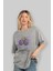 Blackberry Ön Baskılı Gri Oversize T-Shirt Erkek Kadın Pamuk Bisiklet Yaka Tişort 4