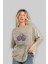 Blackberry Ön Baskılı Bej Oversize T-Shirt Erkek Kadın Pamuk Bisiklet Yaka Tişort 4
