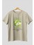Pear Ön Baskılı Bej Oversize T-Shirt Erkek Kadın Pamuk Bisiklet Yaka Tişort 1