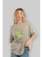 Pear Ön Baskılı Bej Oversize T-Shirt Erkek Kadın Pamuk Bisiklet Yaka Tişort 4