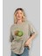 Kiwi Ön Baskılı Bej Oversize T-Shirt Erkek Kadın Pamuk Bisiklet Yaka Tişort 4