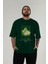 Pear Ön Baskılı Yeşil Oversize T-Shirt Erkek Kadın Pamuk Bisiklet Yaka Tişort 5