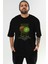 Kiwi Ön Baskılı Siyah Oversize T-Shirt Erkek Kadın Pamuk Bisiklet Yaka Tişort 2