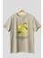 Lemon Ön Baskılı Bej Oversize T-Shirt Erkek Kadın Pamuk Bisiklet Yaka Tişort 1