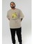 Lemon Ön Baskılı Bej Oversize T-Shirt Erkek Kadın Pamuk Bisiklet Yaka Tişort 6