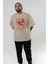 Pepper Ön Baskılı Bej Oversize T-Shirt Erkek Kadın Pamuk Bisiklet Yaka Tişort 6