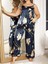Büyük Beden Mavi Üstüne Çiçek Desenli Ince Askılı 2'li Saten Pijama Takımı 1