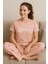 Love Desenli Pudra Peme Kısakollu Pijama Takımı 1