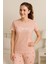 Love Desenli Pudra Peme Kısakollu Pijama Takımı 2