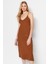 Shopeonly kahverengi Midi Triko Elbise 1