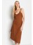 Shopeonly kahverengi Midi Triko Elbise 2