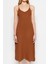 Shopeonly kahverengi Midi Triko Elbise 4