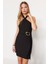 Shopeonly siyah A Kesim Mini Dokuma Astarlı Aksesuar Detaylı Elbise 2