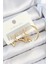 Pirinç Zirkon Taşlı Yıldız ve Halka Model Gold Renk 3'lü Çift Kadın Küpe Set 1