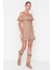 Shopeonly Camel Petite Vücuda Oturan Süper Mini Dokuma Fırfırlı Elbise 1
