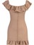 Shopeonly Camel Petite Vücuda Oturan Süper Mini Dokuma Fırfırlı Elbise 6