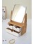 Bambu Üç Çekmeceli Dönebilen Aynalı Kozmetik Organizer, Şık Ve Kullanışlı 3