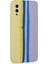 Samsung Galaxy A02 Kılıf Ebruli Lansman Silikon - Sarı-Lila 3