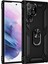 Samsung Galaxy S21 Ultra Kılıf Sofya Yüzüklü Silikon Kapak - Siyah 1