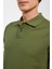 Haki Slim Düz Polo Yaka Tişört 4