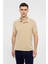 Bej Slim Düz Polo Yaka Tişört 1