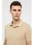 Bej Slim Düz Polo Yaka Tişört 3