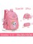 Pembe Kedi Çocuk Kız Sırt Çantası Bowknot Çocuk Okul Çantası Karikatür Kitap Çantası Sevimli Prenses Anaokulu Ilkokul Kız Sırt Çantası Renk: M-3pcs (Yurt Dışından) 1