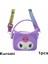 Anime Sanrio Hello Kitty Kawaii Moda Kız Depolama Çantası Silikon Çanta Sevimli Karikatür Crossbody Omuz Çantası Çocuk Doğum Günü Hediyeleri Renk: Kuromi (Yurt Dışından) 1