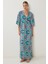 Desenli Yazlık Uzun Viskon Elbise LFG0117 Yeşil 1