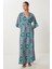 Desenli Yazlık Uzun Viskon Elbise LFG0117 Yeşil 2