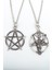 2'li Ters Pentagram Keçi Kafası - Wicca Gümüş Kaplama Kolye Seti 1