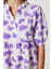 Desenli Volanlı Yazlık Dokuma Elbise LFG0045 Mor Beyaz 4
