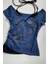 Lacivert Nuit Magique Madonna Yaka Ek Askılı Gotik Y2K Kısa Kollu Full Body Crop 2