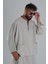 Keten Kumaş Oversize Bej Tasarım T-Shirt 2