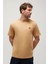 Short Sleeve Woven Badge Bej Erkek Kısa Kol T-Shirt 1
